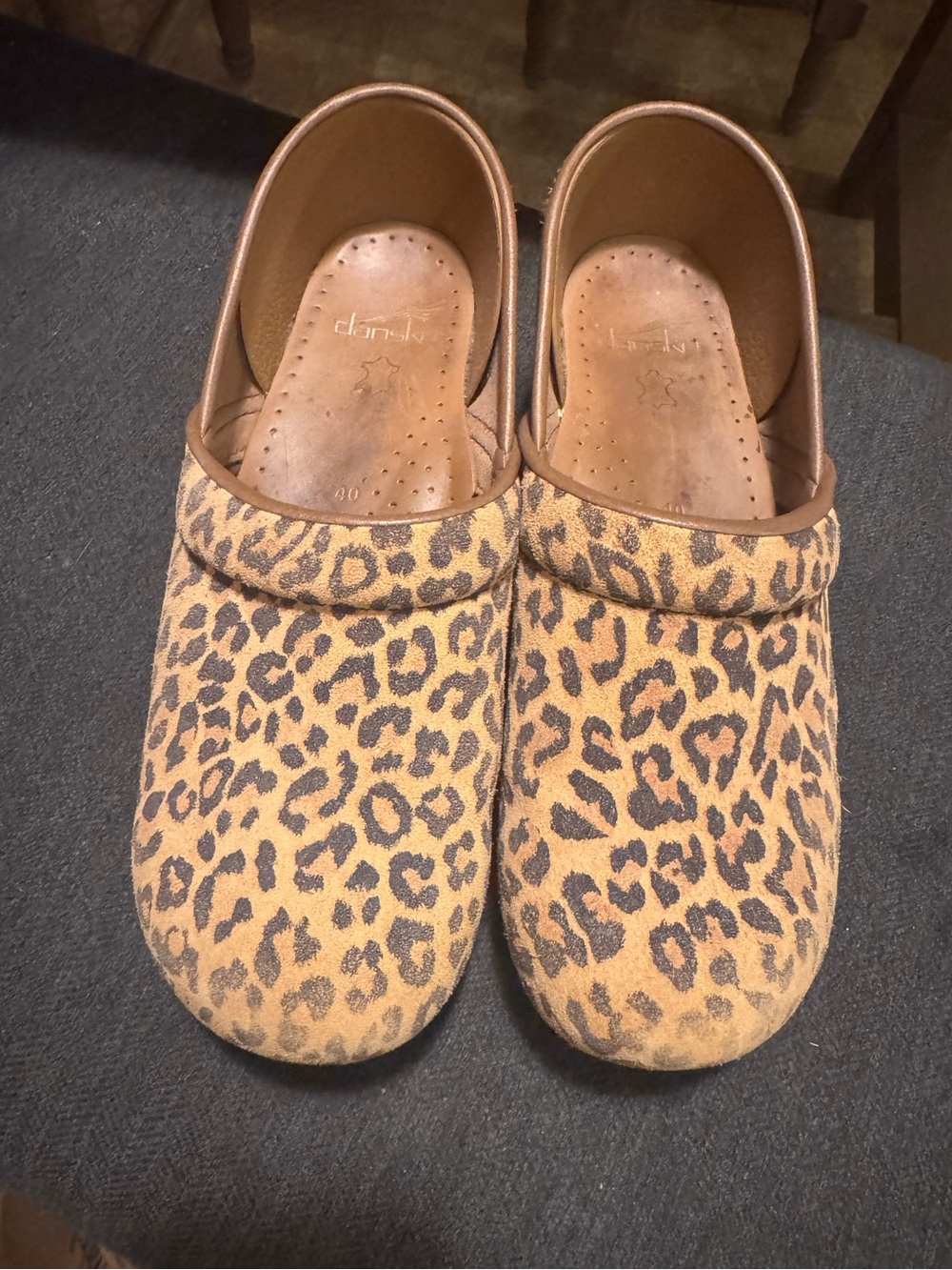 Dansko Professional Haircalf Cheetah Print Clogs - size 40